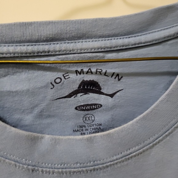 Joe Marlin's ,SaltyWater Shack , Marlin's Logo, Blue Tee Shirt Men's Size XXL - Picture 8 of 9